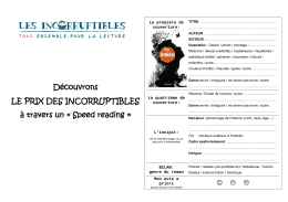 Découvrons LE PRIX DES INCORRUPTIBLES à