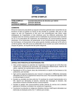 OFFRE D`EMPLOI - Suicide Action Montr&eacute;al
