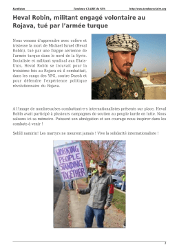 Heval Robîn, militant engagé volontaire au Rojava, tué par l`armée