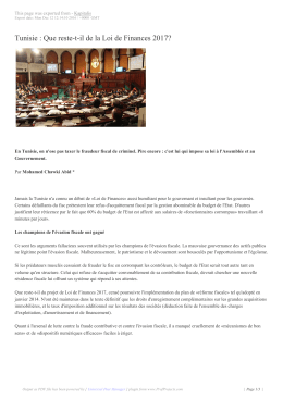 Tunisie : Que reste-t-il de la Loi de Finances 2017?