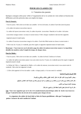 POUR LES CLASSES CE2 A l`intention des parents
