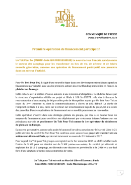 annonce une op&eacute;ration de financement participatif