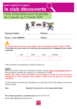 le club découverte - Mairie de Saint André de Cubzac