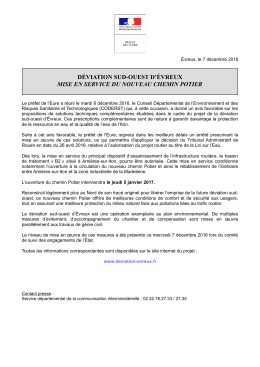 DÉVIATION SUD-OUEST D`ÉVREUX MISE EN SERVICE DU