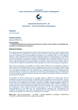 Soutenance Centre de Recherche Clermontois en Gestion et