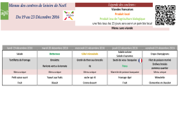 Menus des centres de loisirs de Noël Du 19 au 23