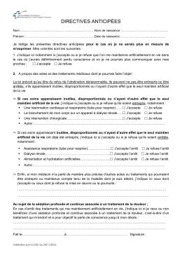 Formulaire des directives anticipées