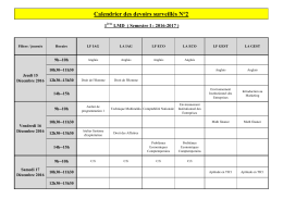 Calendrier des devoirs surveillés N°2