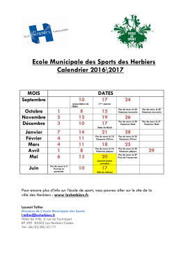 Voir le calendrier de l`école municipale de sport