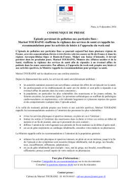 Marisol TOURAINE r&eacute;affirme la vigilance des service