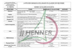 liste des manuels en usage en classe de seconde annee scolaire