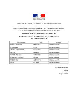 Nom candidat Prénom Résultats BULINGE (MAGGIO)