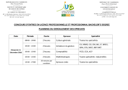 Planning concours LP - Institut Universitaire du Golfe de Guinée