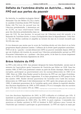 Défaite de l`extrême-droite en Autriche... mais le FPÖ est aux portes