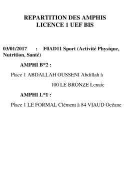 R&eacute;partition des amphis pour l`UEF Bis Sport