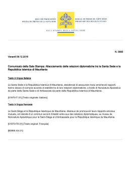 Comunicato della Sala Stampa: Allacciamento delle
