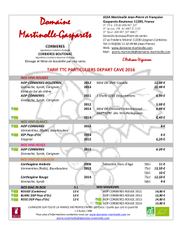 Tarifs 2016 - Domaine Martinolle