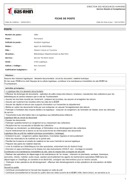 Assistant logistique (Poste n&deg;3682) - Bas-Rhin