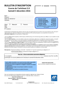 BULLETIN D`INSCRIPTION N° DOSSARD