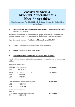 Note de synth&egrave;se - Ville de Langon