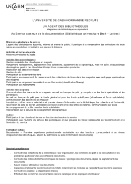 Vacance temporaire d`emploi 2017 profil de poste MAG