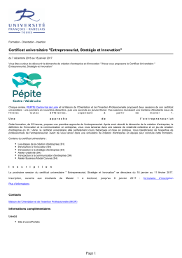 Certificat universitaire "Entrepreneuriat, Stratégie et Innovation"