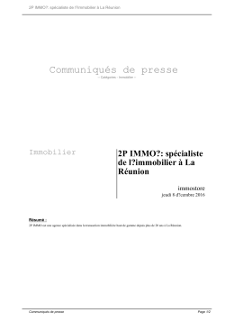 2P IMMO?: sp&eacute;cialiste de l?immobilier &agrave; La R&eacute;union