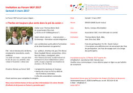 Invitation au Forum SKJF 2017 Samedi 4 mars 2017