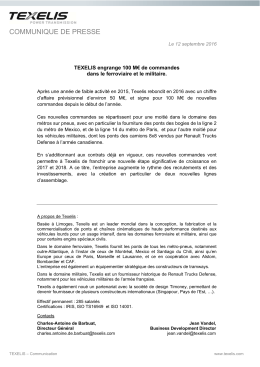 Communiqu&eacute; de presse - 12.09.2016