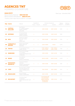 Liste des agences - TNT : Logistique, Transport express de