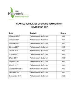 Calendrier 2017 des séances du CA de la MRC
