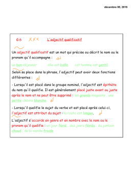 L`adjectif qualificatif G.6 Un adjectif qualificatif est un mot qui précise