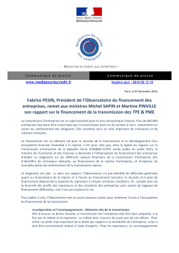 Communiqué de presse de la Médiation