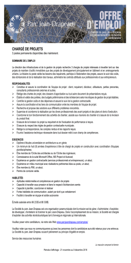 charg&eacute; de projets - Parc Jean
