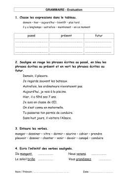 GRAMMAIRE - Evaluation 1. Classe les expressions