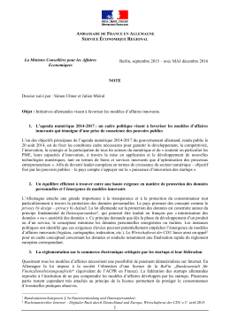 1612 Initiatives allemandes visant à favoriser les modèles daffaires