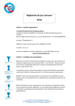 Règlement du jeu-concours - Racing Club Strasbourg Alsace