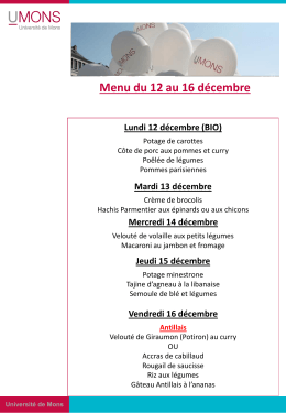 Menu du 12 au 16 décembre