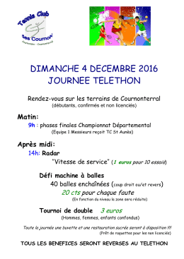 Programme de l`animation