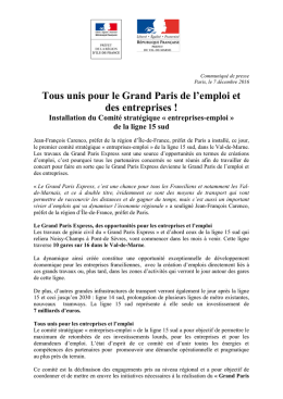 Tous unis pour le Grand Paris de l`emploi et des entreprises !