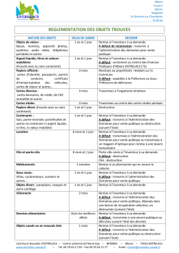 reglementation des objets trouves