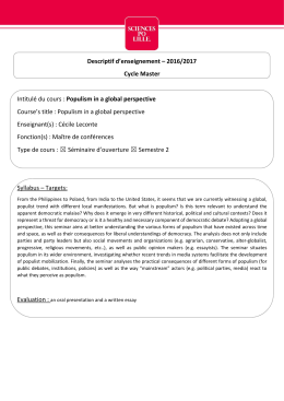 Populism in a global perspective - C.LECONTE