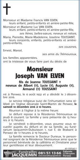 Monsieur Joseph VAN ELVEN