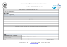 Fiche d`activit&eacute; P&eacute;riscolaire