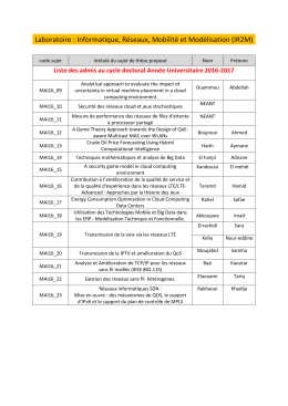 Laboratoire : Informatique, Réseaux, Mobilité et Modélisation