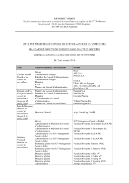 Liste membres CS et directoire