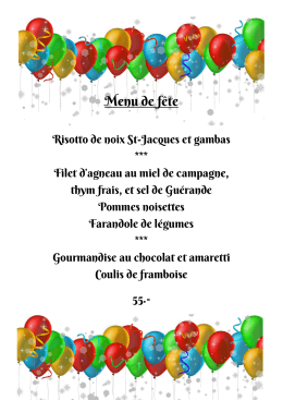 Menu de fête - Pont de la Venoge