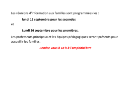 Les réunions d`information aux familles sont programmées les