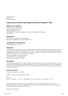 Instrument de mesure des angles (sextant de Hoppe N&deg; 253)