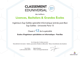 Ingénieurs Sup Galilée spécialité Informatique (entrée post